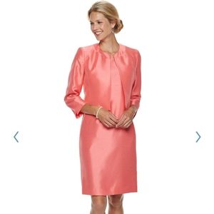 Le Suit women's coral open front jacket dress suit